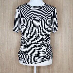 Joe's Chloe Crossover Front Black White Stripe Tee Short Sleeve Women's Medium